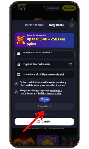Confirmar el registro BDMbet