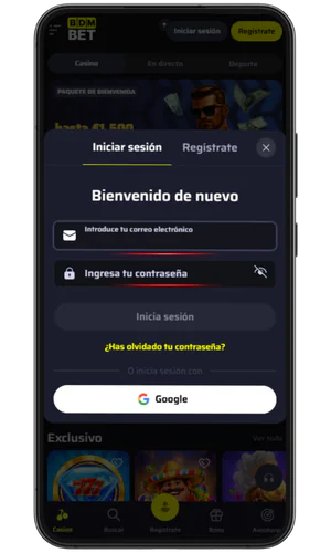 ntroduce tu correo electrónico y contraseña BDMbet